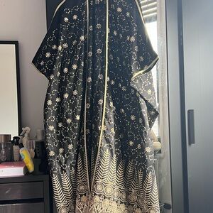Black and Gold Embroidered embellishments Kaftan besht/ abaya / cover
